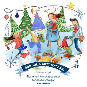 Nkcdb:s julkort som visar barn och vuxna som dansar i en ring.