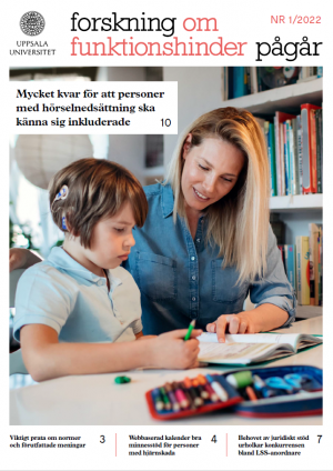 Framsida på tidskriften "Forskning om funktionshinder pågår" nr 1/2022. Foto.