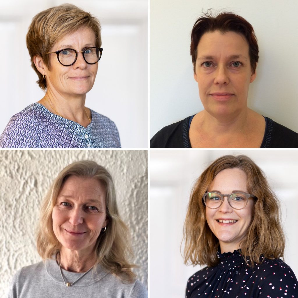 Kvadrat med fyra porträttbilder på Monika Estenberger, Sari Vähänikkilä, Helene Ahnlund och Caroline Lindström. Foto.