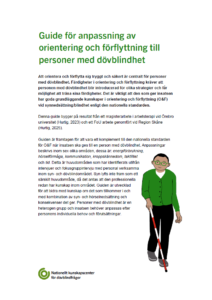 Framsida på guiden "Guide för anpassning av orientering och förflyttning till personer med dövblindhet".