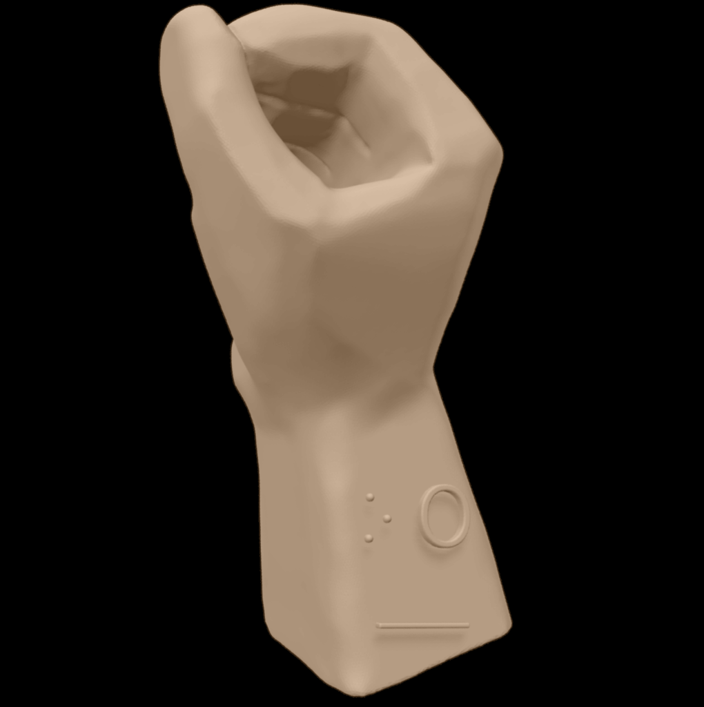 Bild av en 3D-hand som visar bokstaven O.