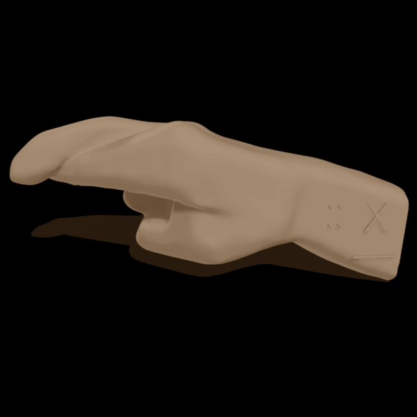 Bild av en 3D-hand som visar bokstaven X.